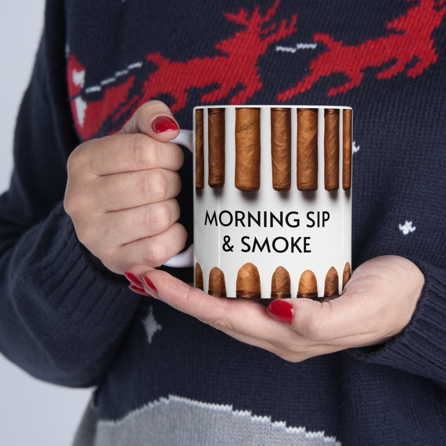 A Morning Sip and a Smoke Mug - Ceramic Mug 11oz