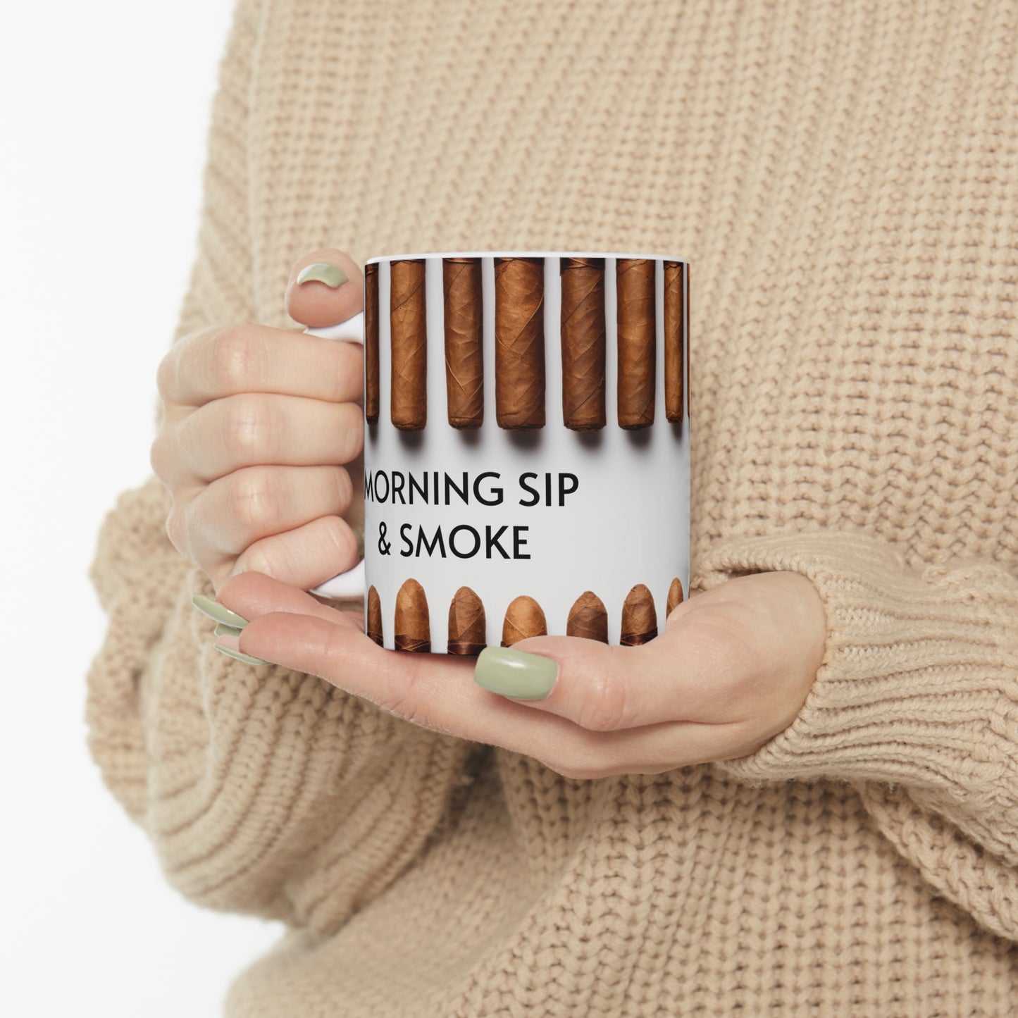 A Morning Sip and a Smoke Mug - Ceramic Mug 11oz